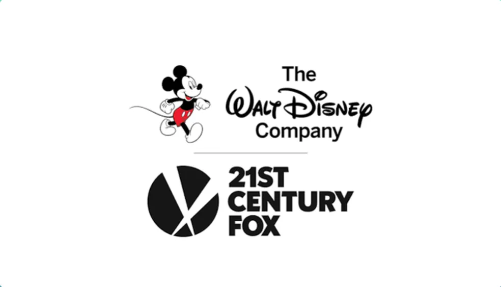 Logo da Disney e da 20th Century Fox representando a fusão das empresas